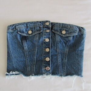 Zara Blue Denim Button-Up crop Top